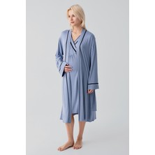 Artış Collection Kısa Kollu Emzirme Bölmeli Esnek Viskoz Hamile Sabahlık Gecelik Takım 19417