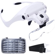LED Işıklı Büyüteç Gözlük, 1–3,5x Geniş Büyütme Aralığı, 5 Adet Büyüteç Lens, Kaymaz ve Yumuşak Alın ve Burun Pedli, Makyaj, Resim, Okuma, Dikiş, Saç Işlemleri Için Uygun Işıklı Büyüteç Gözlük
