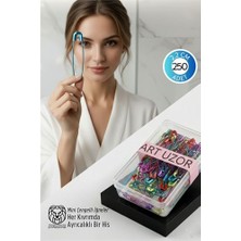 Renkli Mini Çengelli Iğne Seti 250 Adet - 2.2 cm Paslanmaz Metal Tasarım Hobi ve Terzi Aksesuarı