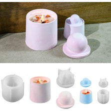 Silikon Kalıp Epoksi Taş Tozu Beton Alçı Silindir Saklama ve Mum Kapaklı Kavanoz Kalıbı