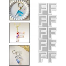 Epoksi Çoklu Silikon Kalıp Düz F Harfi Anahtarlık Reçine Seri Döküm Kalıbı 4 cm 10 Lu