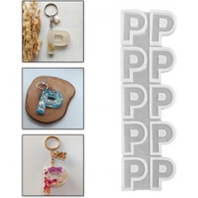 Epoksi Çoklu Silikon Kalıp Düz P Harfi Anahtarlık Reçine Seri Döküm Kalıbı 4 cm 10 Lu