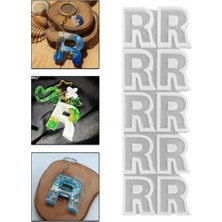 Epoksi Çoklu Silikon Kalıp Düz R Harfi Anahtarlık Reçine Seri Döküm Kalıbı 4 cm 10 Lu