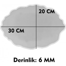 Epoksi Silikon Kalıp Yerli Nişan ve Söz Tepsi Kalıbı Oval Düzensiz Dalgalı 20X30 cm