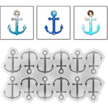 Epoksi Silikon Kalıp Çoklu Deniz Çapası Delikli Kolye Anahtarlık Küpe Kalıbı 12 Li