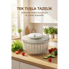 4Berry Otomatik Elektrikli Salata Kurutucu - 6 Litre USB Şarjlı Sebze ve Meyve Kurutma Makinesi