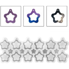 Epoksi Silikon Kalıp Çoklu Içi Boş Yıldız Delikli Kolye Anahtarlık Küpe Kalıbı 12 Li