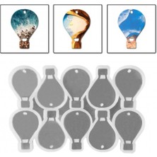 Epoksi Çoklu Silikon Kalıp Kapadokya Balonu Delikli Anahtarlık Kolye Süs Kalıbı 10 Lu