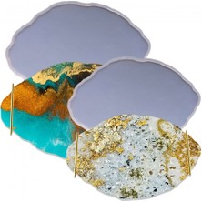 Epoksi Silikon Kalıp Yerli Oval Dalgalı Nişan ve Söz Tepsi Kalıbı Seti 2 Li