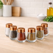 Krn Global Group 6’lı Bronz Mini Tuzluk Seti – Şık Cam Baharatlık Sofra ve Piknik Kullanımı Için