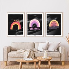 Pixaflair - Dream Big - Ev Dekor Poster - Çerçevesiz 3'lü Tablo Seti
