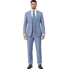 Fabio Cassel Slim Fit  Mono Yaka Çift Yırtmaçlı Astarlı Takım Elbise Yelekli