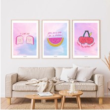 Pixaflair - I Love You - Ev Dekor Poster - Çerçevesiz 3'lü Tablo Seti