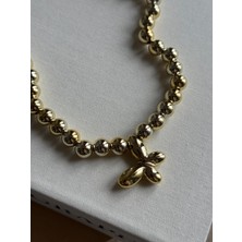 İrem Yıldız Modern Gold Boncuk Çelik Kolye