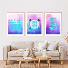 Pixaflair - Girl Power - Ev Dekor Poster - Çerçevesiz 3'lü Tablo Seti