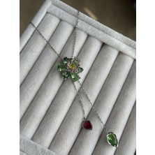 İrem Yıldız Sallantılı Renkli Taşlı Çelik Kolye