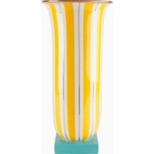 Jonathan Adler Portofino Çizgili Porselen Dekoratif Tasarım Vazo