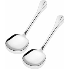 Duffa 2 Adet 21 cm Paslanmaz Çelik Servis Kaşığı Salata Kaşığı | Lüx Çelik Yemek Servis Kaşığı