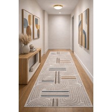 Babil Home Kaymaz Tabanlı Kesme  Salon Koridor Mutfak Yatak Odası Halısı 3012 Bej