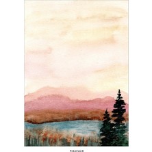 Pixaflair - Water Color - Forest - Tablo - Çerçevesiz Dekor Poster