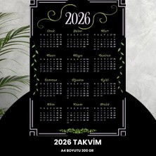 Calperia Takvim 2026 Premium A4 300 gr Dijital Baskı Siyah Yeşil