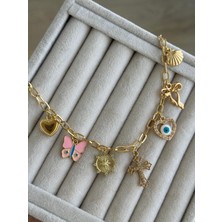 İrem Yıldız Sallantılı Çoklu Figürlü Çelik Kolye