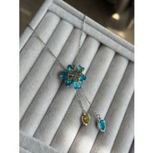 İrem Yıldız Sallantılı Mavi Zirkon Taşlı Çelik Kolye