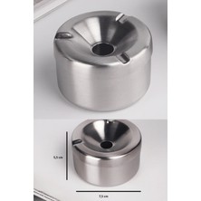 Elegancev Çelik Kapaklı Küllük - Çelik Kokusuz Küllük -7,5 cm x 5,5 cm