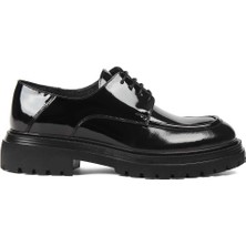 Celal Gültekin Erkek Siyah Bağcıklı Kalın Tabanlı Rugan Deri Ayakkabı