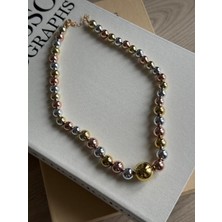 İrem Yıldız Renkli Boncuk Çelik Kolye