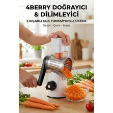 4Berry 3 Bıçaklı Döner Doğrayıcı ve Dilimleyici | Vakumlu Tabanlı Çok Fonksiyonlu Rende