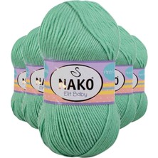 Maarketim 5 Adet Elite Baby El Örgü İpi Tüylenmeyen Bebek Yünü Siyam Yeşili