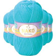 Maarketim 5 Adet Elite Baby El Örgü İpi Tüylenmeyen Bebek Yünü Turkuaz