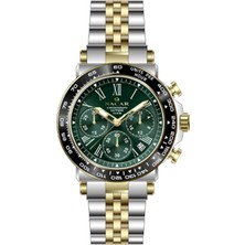 Nacar Safir Cam Spor Gümüş - Altın - Yeşil Erkek Kol Saati NC34-29B843-CNBM