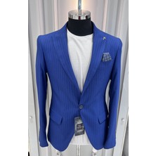 Sabri Zengin Erkek Çizgili Slim Fit Blazer Ceket