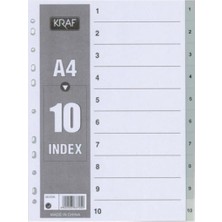 Kraf A4 Ayraç 1-10 Rakam 10 Parça Kolay Kullanım İçin Dayanıklı Plastik