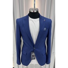 Sabri Zengin Erkek Çizgili Slim Fit Blazer Ceket