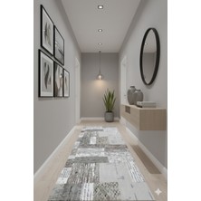 Babil Home Kaymaz Tabanlı Kesme  Salon Koridor Mutfak Yatak Odası Halısı 3019 Gri
