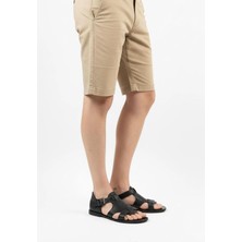 Deriderim Siyah Erkek Hakiki Deri El Örgüsü Sandalet