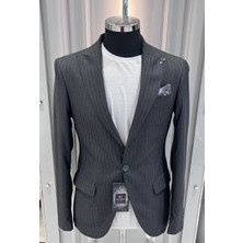 Sabri Zengin Erkek Çizgili Slim Fit Blazer Ceket