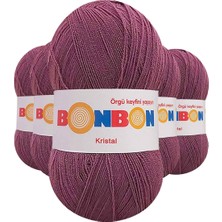 Maarketim 5 Adet Kristal El Örgü Lif İpi Koyu Gül Kurusu