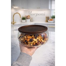 Morponi Borosilikat Cam Lüks Akasya Kapaklı Cam Kase - Sunumluk-Salata Kasesi Dalgalı  22 cm