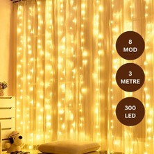 Yeco 300 LED Gün Işığı Perde Led 3x3 Metre – 10 Sarkıtlı, 8 Modlu, Kumandalı, USB’li, Zamanlayıcılı