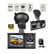 Metaforce Araç Içi Kamera 1080P 3 Kameralı IPS Ekran G Sensör Gece Görüş Ultra Geniş Açılı 4K 64GB Kart Hediye