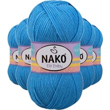 Maarketim 5 Adet Elite Baby El Örgü İpi Tüylenmeyen Bebek Yünü Alaska Mavisi