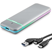 DS LLC SSD Kutu Type-C 3.1 + Usb3.0 Nvme + Ngff M2 Chıp RTL9210B Gri HDX1774 Iegtgrs-34
