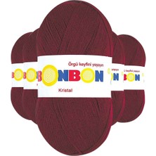 Maarketim 5 Adet Kristal El Örgü Lif İpi Bordo