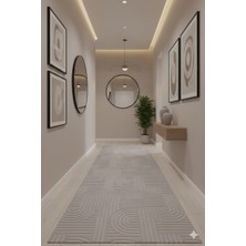 Babil Home Kaymaz Tabanlı Kesme  Salon Koridor Mutfak Yatak Odası Halısı 3018 Vizon