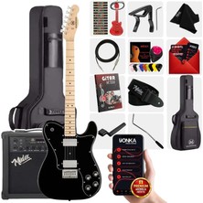Maxword TLX-60BK-25AMP Telecaster Maple Klavye HH 25 W Amfili Elektro Gitar Seti