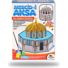 Südor Mescid-I Aksa 3D Ahşap Puzzle Maketi (Boyanabilir Boya Fırça Seti)